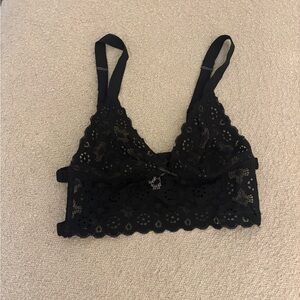 Fleur du Mal Black Floral Lace Bralette